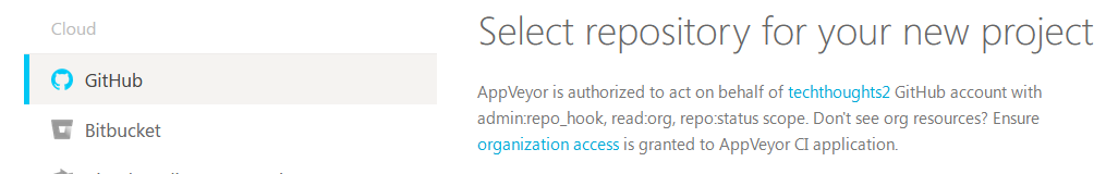 AppVeyor Repository Selection