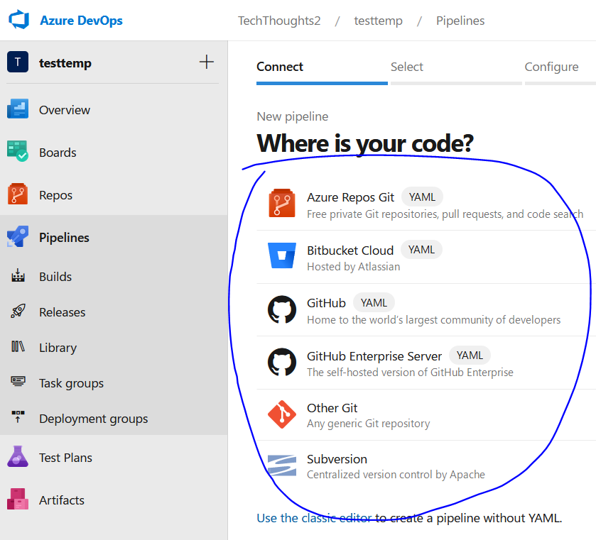 Azure DevOps New Pipeline