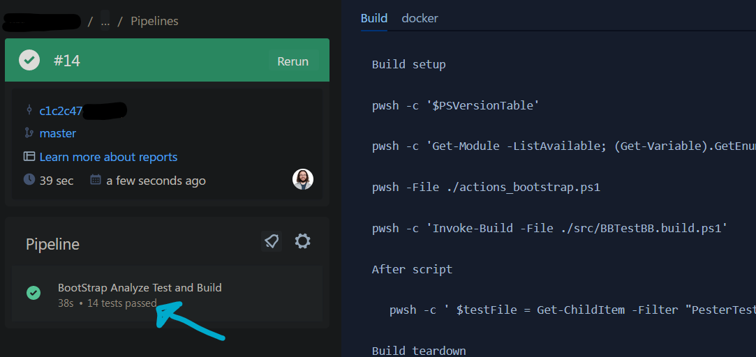 Bitbucket Pipelines PowerShell project all tests passing