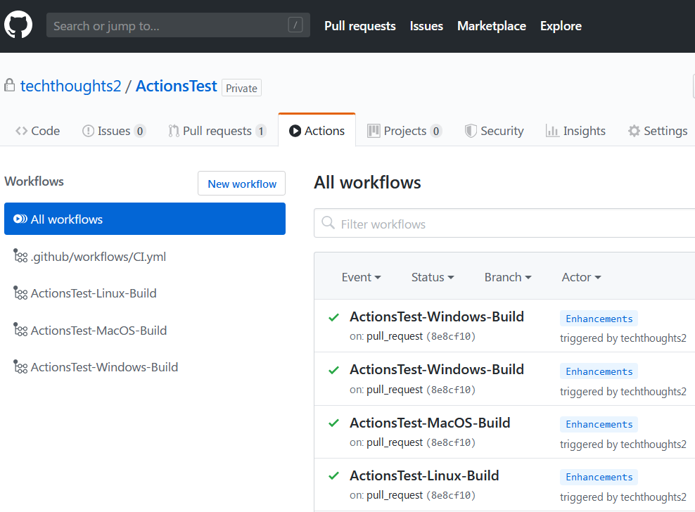 GitHub Actions project created by Catesta