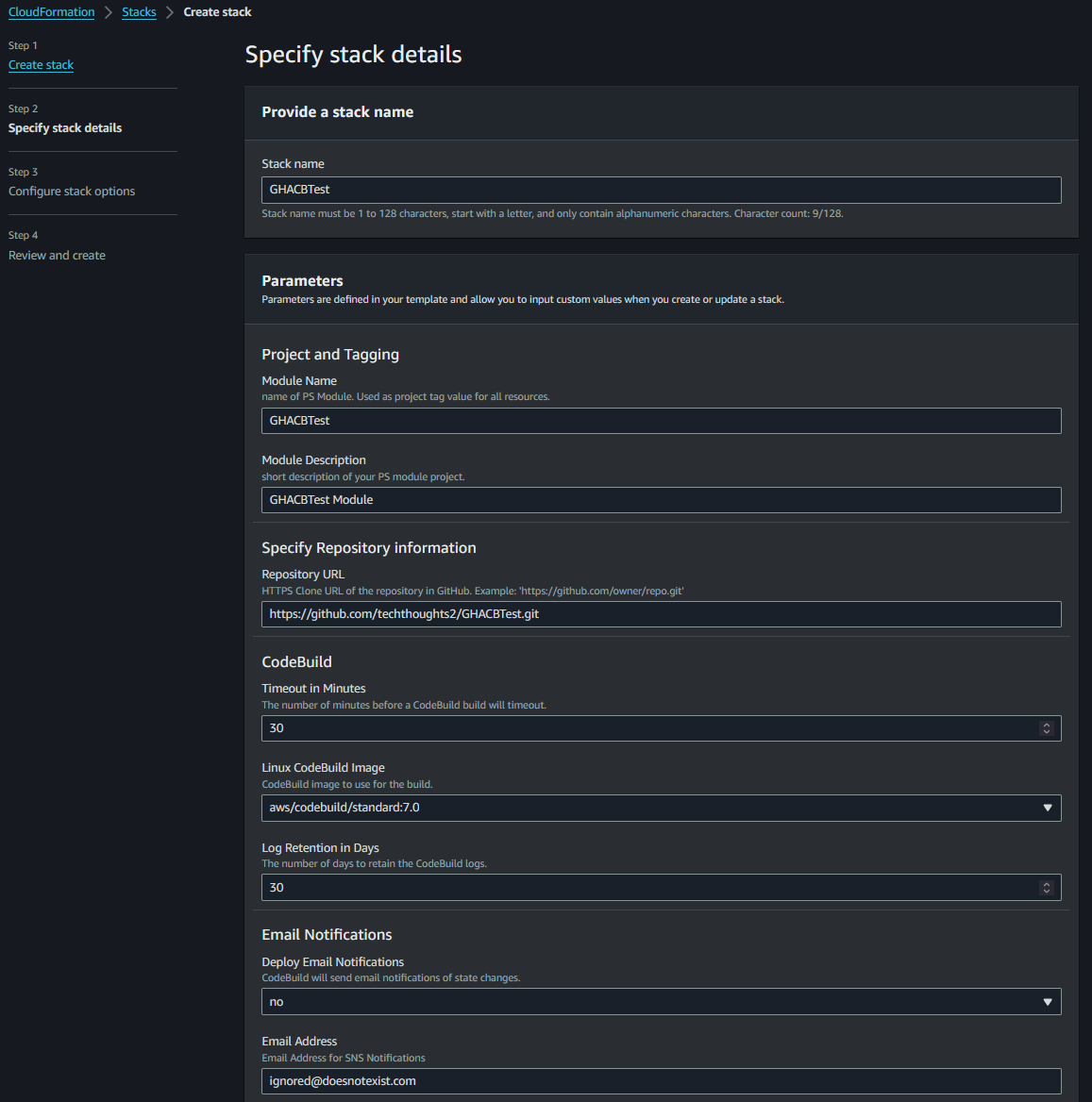 Catesta PowerShell AWS CodeBuild CFN Example